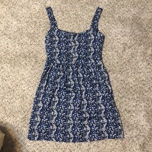 Blue, black, and white floral sundress
